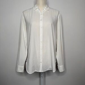 XiRENA White Button Down Shirt 100% Cotton Red Stitch Detail Size S
